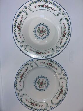 Mikasa Avignon Couture Collection soup bowl and salad plate Blue Floral Japan